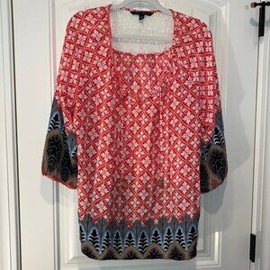 Pretty boho hippie 3/4 sleeve flowy blouse tunic shirt top women size XL